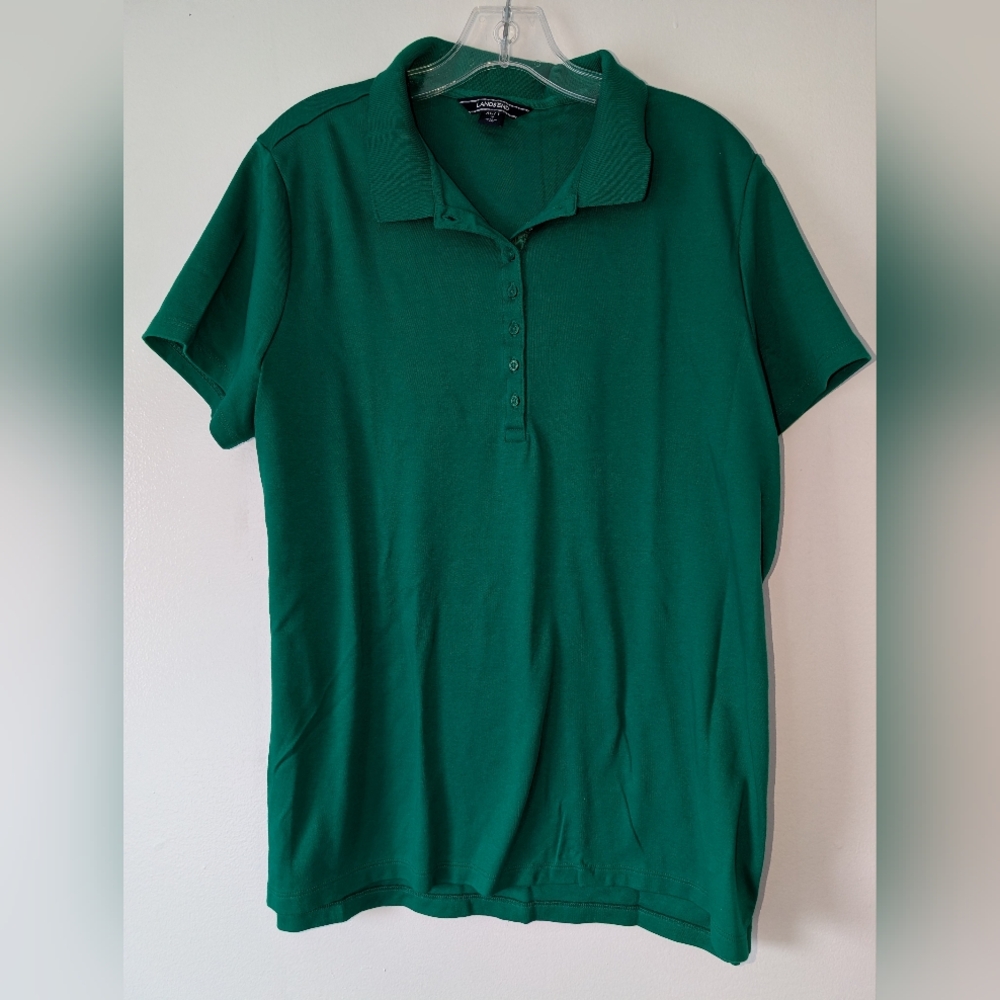 Land's End Kelly Green Men's Button-down Polo Short Sleeved Shirt
